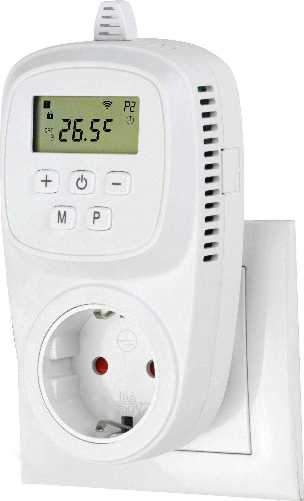 STECKDOSENTHERMOSTAT - Weiß, Basics, Kunststoff (14cm)