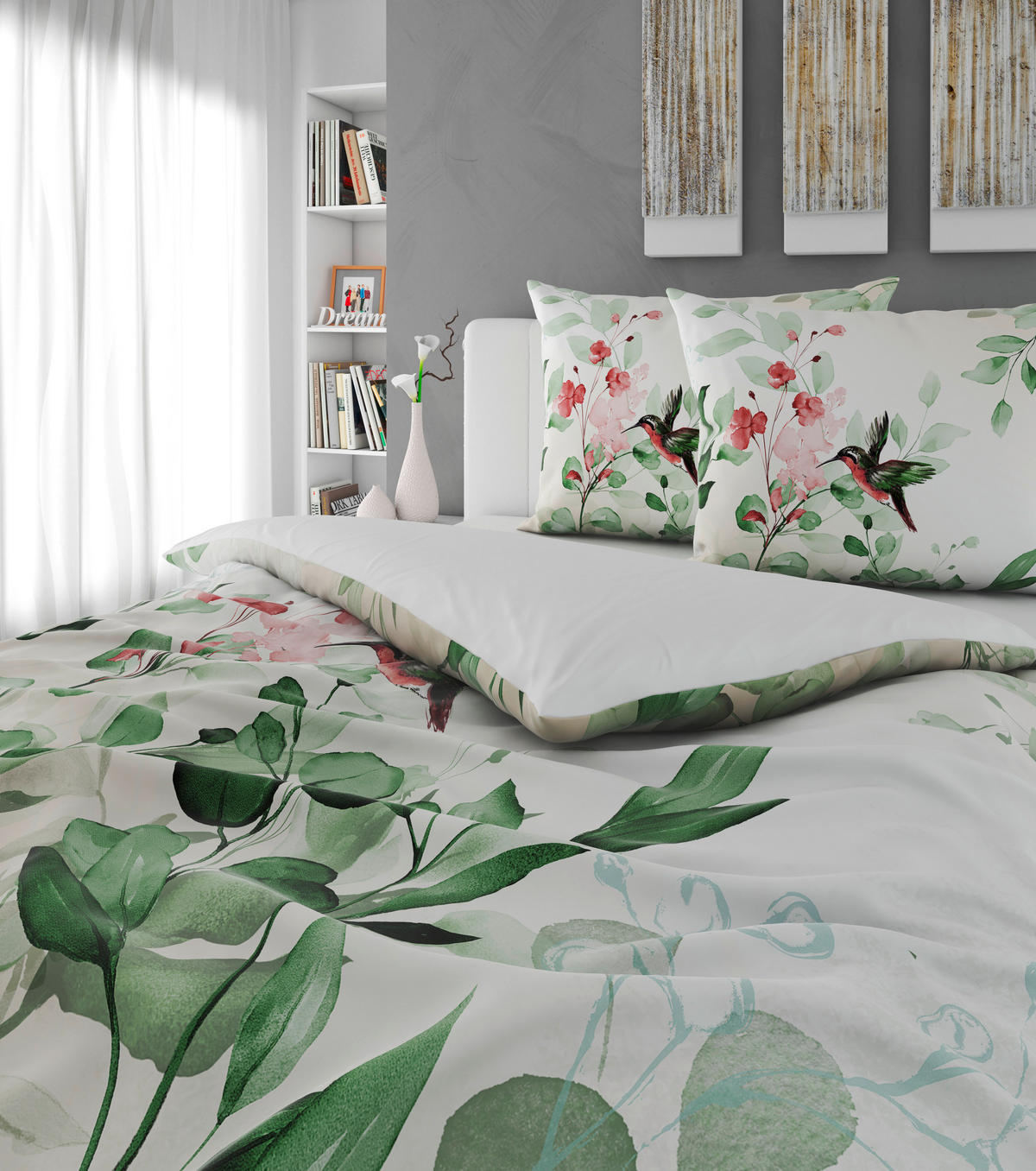 Lenjerie De Pat Cu Două Fețe  - verde, textil (220/200cm) - Esposa