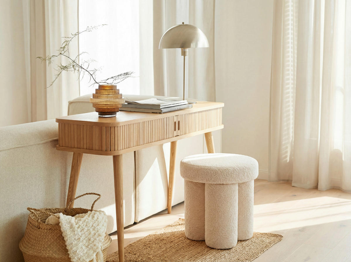 HOCKER Textil Creme  - Creme, Design, Textil (40/45/40cm) - Livetastic