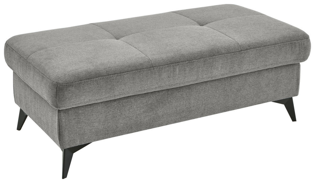 HOCKER Chenille, Flachgewebe Dunkelgrau  - Dunkelgrau/Schwarz, Design, Textil/Metall (131/45/83cm) - Dieter Knoll