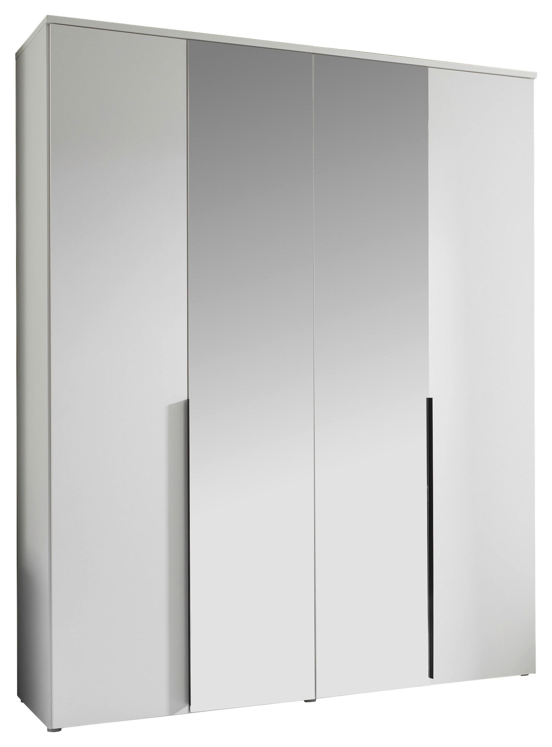 DREHTÜRENSCHRANK 180/225/52 cm 4-türig Weiß  - Schwarz/Weiß, MODERN, Glas/Holzwerkstoff (180/225/52cm) - MID.YOU