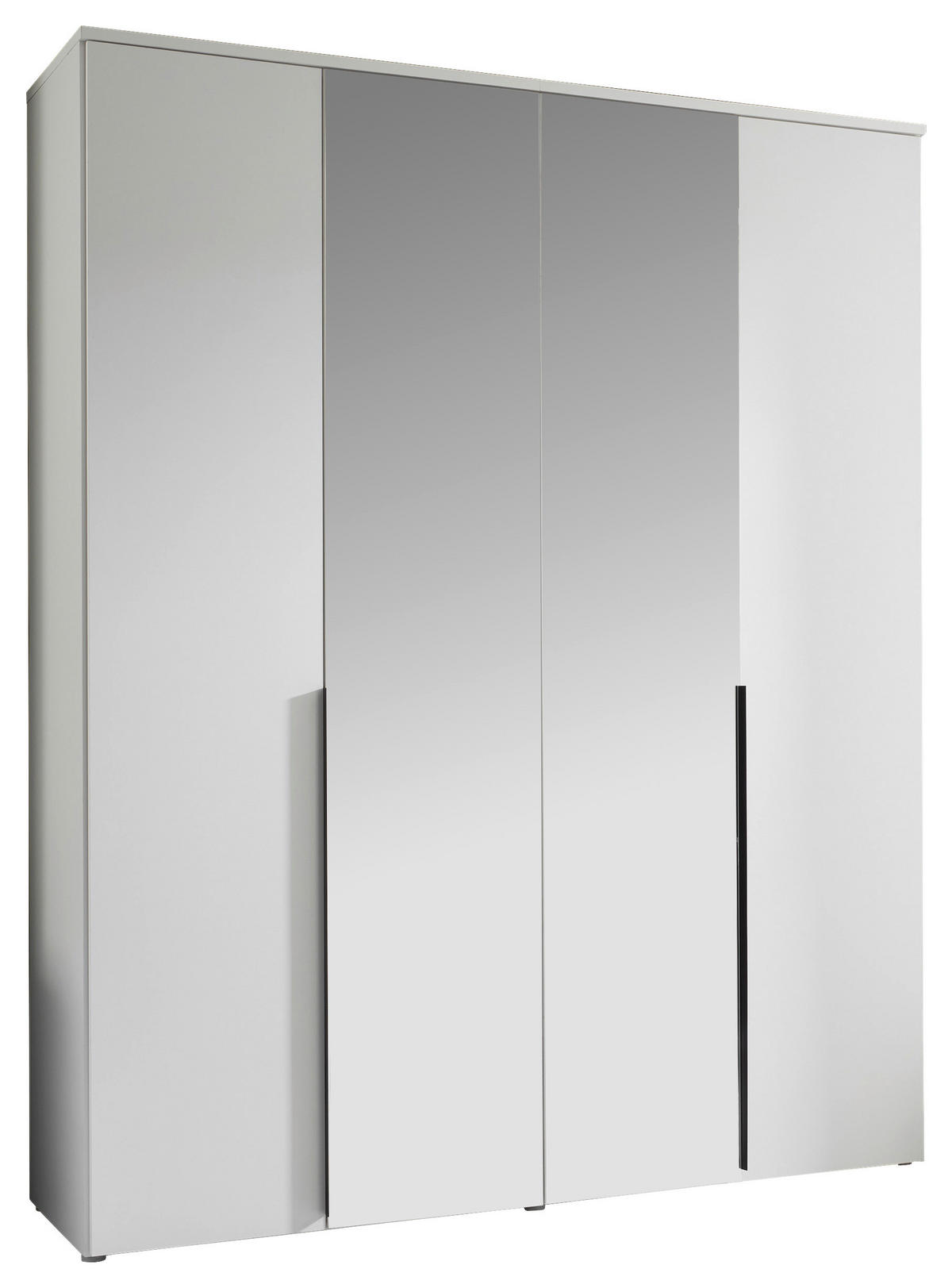 DREHTÜRENSCHRANK 180/225/52 cm 4-türig Weiß  - Schwarz/Weiß, MODERN, Glas/Holzwerkstoff (180/225/52cm) - MID.YOU