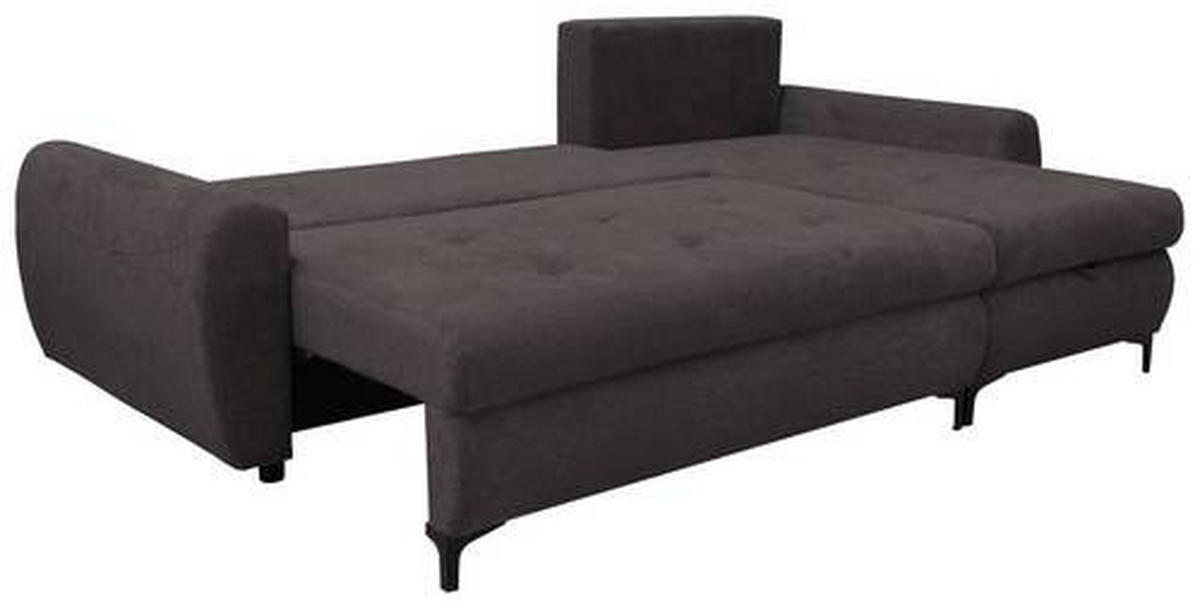 ECKSCHLAFSOFA Mikrofaser Dunkelbraun  - Dunkelbraun/Schwarz, Konventionell, Textil/Metall (237/146cm) - Livetastic