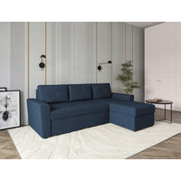 ECKSOFA TERMOLI Dunkelblau Jacquard  inkl. Rückenkissen, Bettkasten  - Schwarz/Dunkelblau, Design, Kunststoff/Textil (231/155cm) - MID.YOU