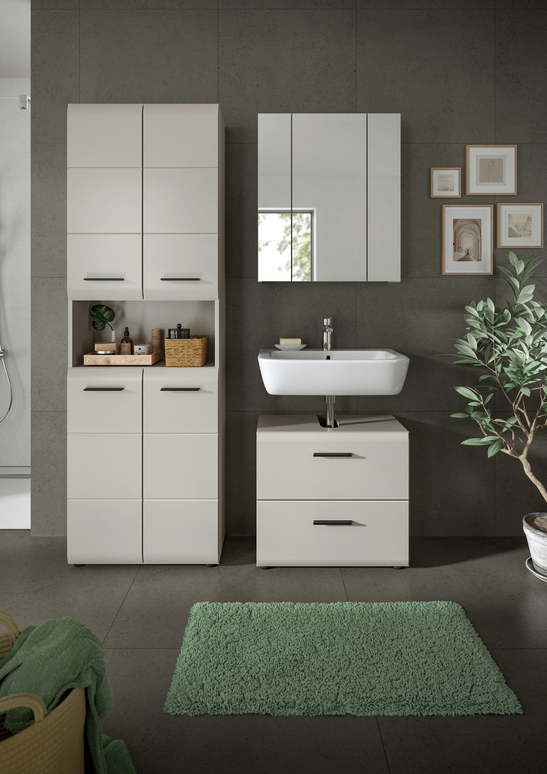 BADRUM 120 cm  - svart/kashmir, Trend, trämaterial/glas (120cm) - MID.YOU