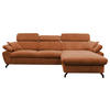 ECKSOFA OMEGA in Chenille Rot  280/186 cm  - Rot/Schwarz, Design, Textil/Metall (280/186cm) - MID.YOU