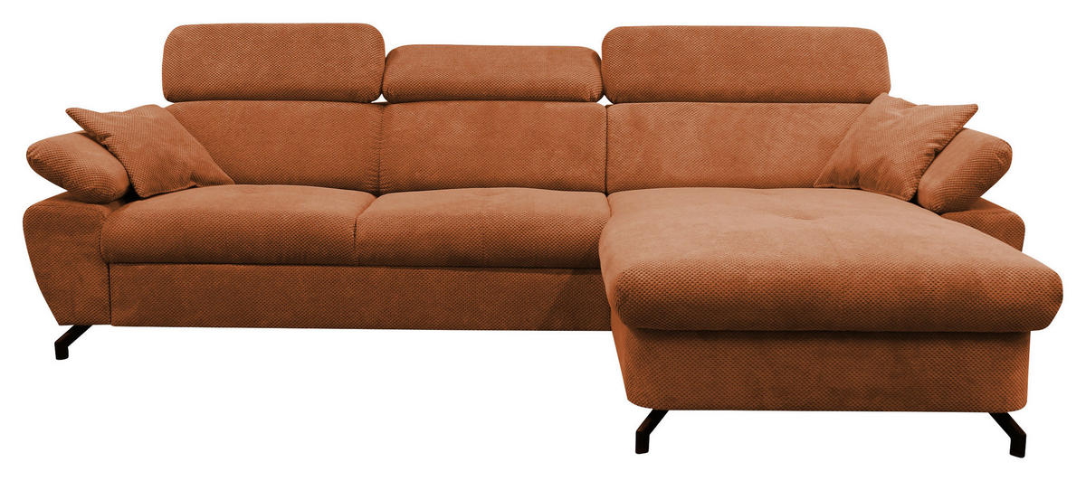 ECKSOFA OMEGA in Chenille Rot  280/186 cm  - Rot/Schwarz, Design, Textil/Metall (280/186cm) - MID.YOU