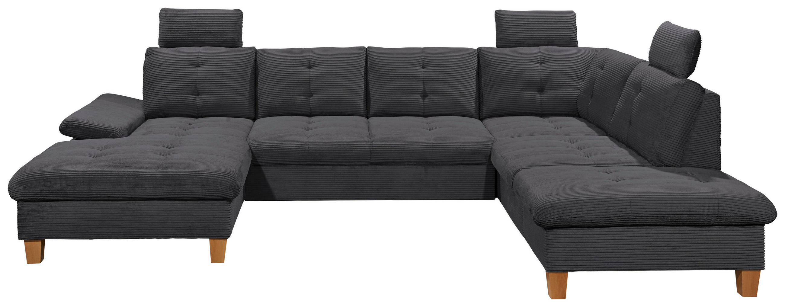 WOHNLANDSCHAFT in Cord Anthrazit  - Eichefarben/Anthrazit, Konventionell, Holz/Textil (170/324/220cm) - MID.YOU