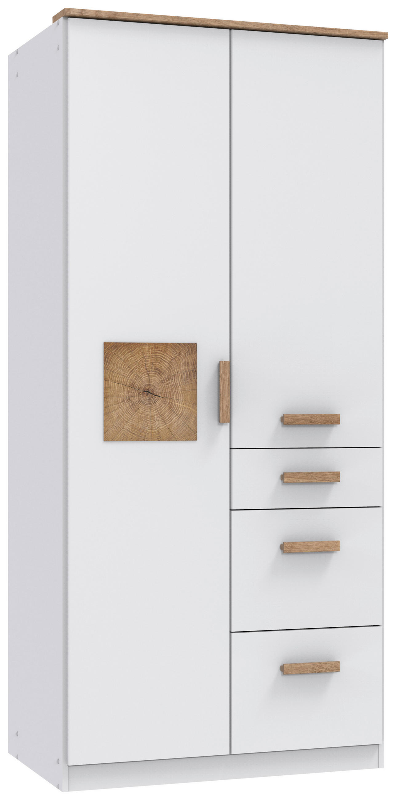 DREHTÜRENSCHRANK 2-türig Weiß, Eichefarben  - Eichefarben/Weiß, MODERN, Holzwerkstoff (91/199/58cm) - MID.YOU