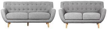 Set canapele in textil gri, gri deschis  - gri deschis/culoare natur, Design, lemn/textil (180/84/82cm) - Niels Andersson