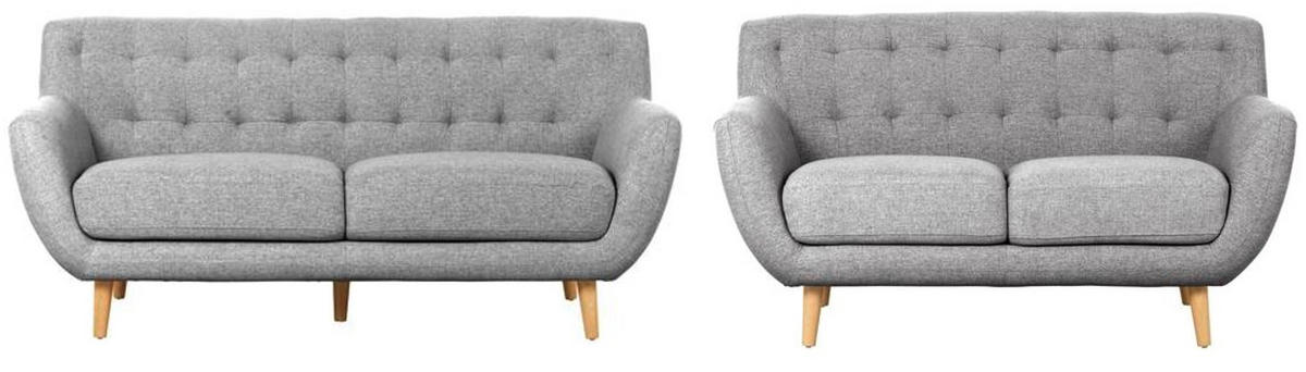 SET CANAPELE textil gri, gri deschis  - gri deschis/culoare natur, Design, lemn/textil (180/84/82cm) - Niels Andersson