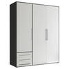 DREHTÜRENSCHRANK in Weiss, Graphitfarben  - Weiss/Silberfarben, Modern, Holzwerkstoff/Kunststoff (155/194/58cm) - Livetastic