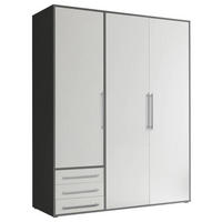 DREHTÜRENSCHRANK 155/194/58 cm 3-türig Weiß, Graphitfarben  - Silberfarben/Graphitfarben, MODERN, Holzwerkstoff/Kunststoff (155/194/58cm) - Livetastic