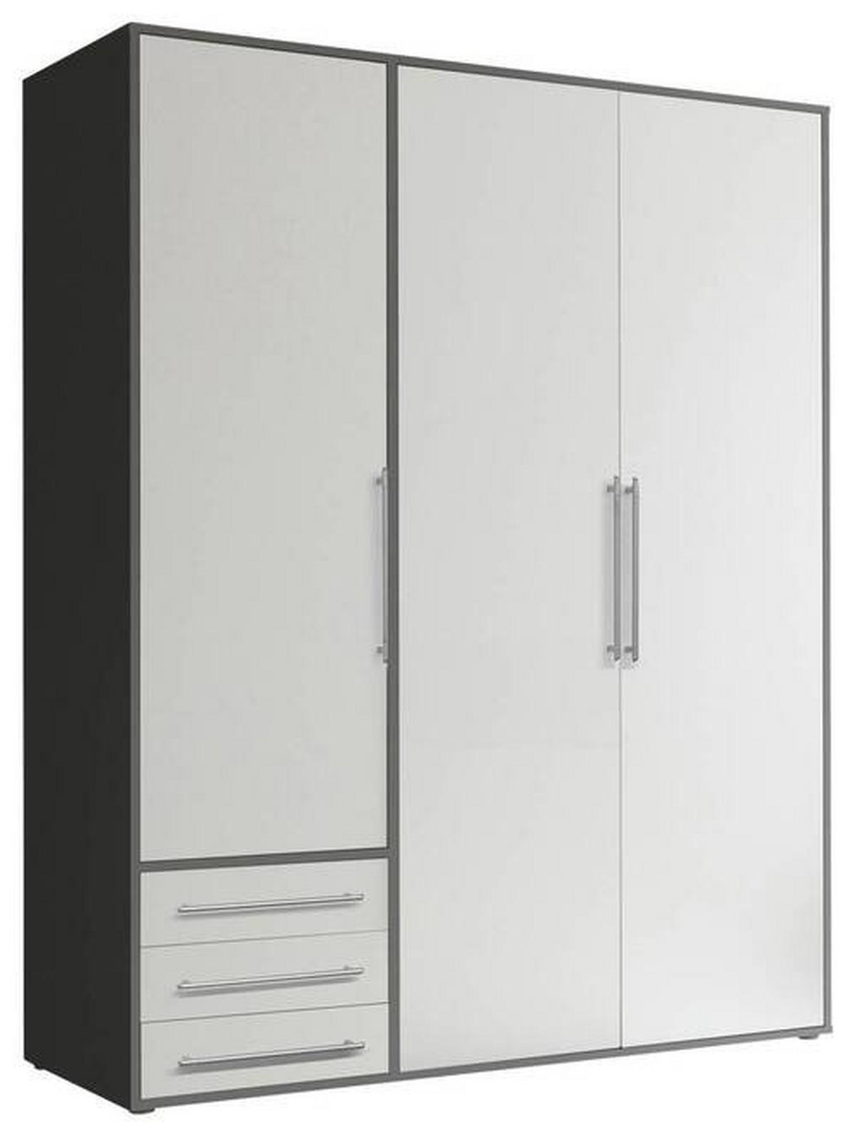 DREHTÜRENSCHRANK 155/194/58 cm 3-türig Weiß, Graphitfarben  - Silberfarben/Graphitfarben, MODERN, Holzwerkstoff/Kunststoff (155/194/58cm) - Livetastic