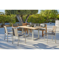 GARTENTISCH 160/95/76 cm Holz, Metall Silberfarben, Teakfarben rechteckig  - Silberfarben/Teakfarben, Design, Holz/Metall (160/95/76cm)