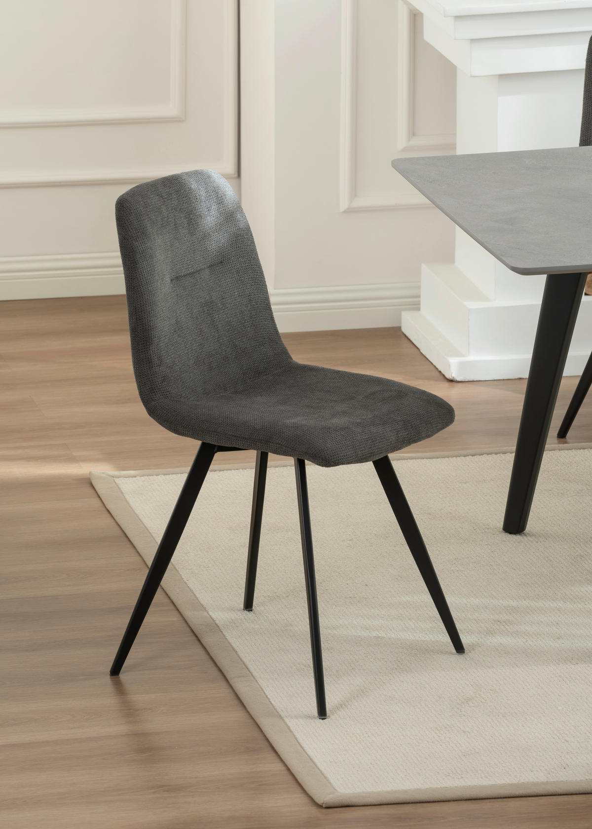 TISCHGRUPPE   - Schwarz/Grau, Design, Holz/Textil (160-200/90/75cm) - Boxxx