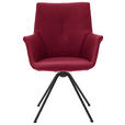ARMLEHNSTUHL  Beinauswahl, Lederauswahl, Typenauswahl, Sitzfläche 360° drehbar  Echtleder  - Schwarz/Dunkelrot, Design, Leder/Metall (60/90/61cm) - Dieter Knoll