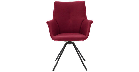 ARMLEHNSTUHL  Beinauswahl, Lederauswahl, Typenauswahl, Sitzfläche 360° drehbar  Echtleder  - Schwarz/Dunkelrot, Design, Leder/Metall (60/90/61cm) - Dieter Knoll