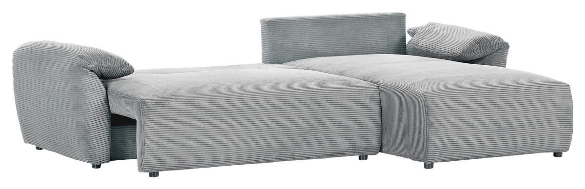 ECKSOFA in Cord Grau  - Schwarz/Grau, Konventionell, Kunststoff/Textil (266/180cm) - MID.YOU