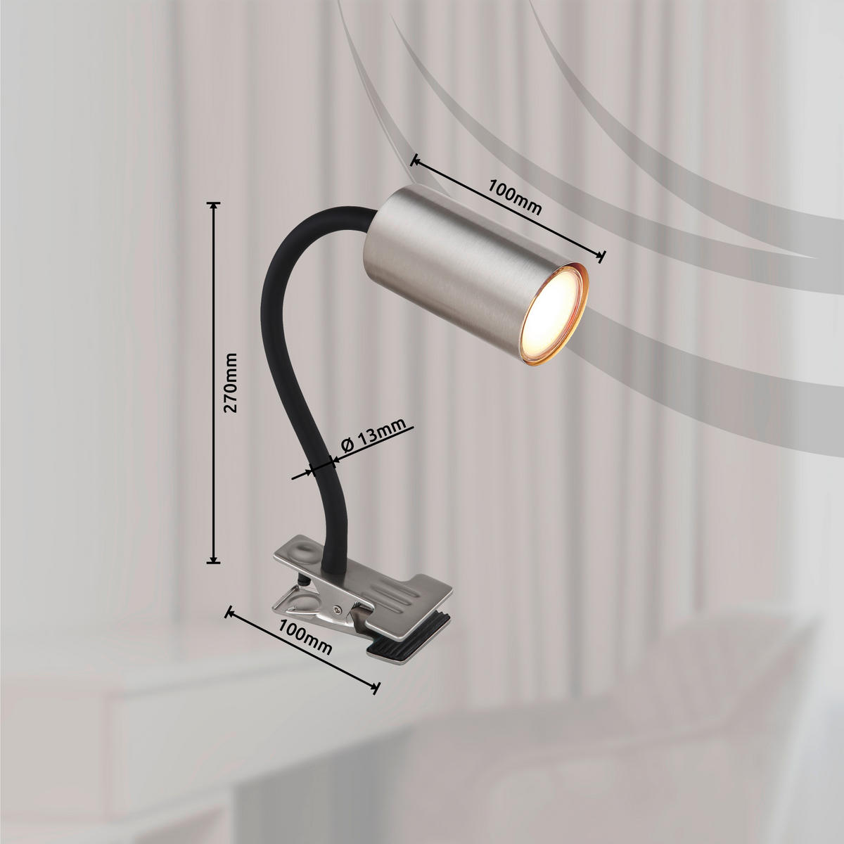 LAMPA SO ŠTIPCOM, GU10, 10/5,5/41,5 cm - čierna/niklová, Basics, kov/plast (10/5,5/41,5cm) - Globo