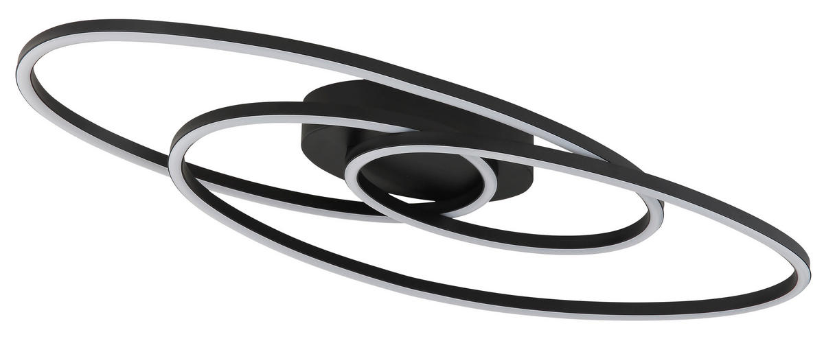 LED-DECKENLEUCHTE Spira 68/25/7 cm  - Opal/Schwarz, Design, Kunststoff/Metall (68/25/7cm) - Globo