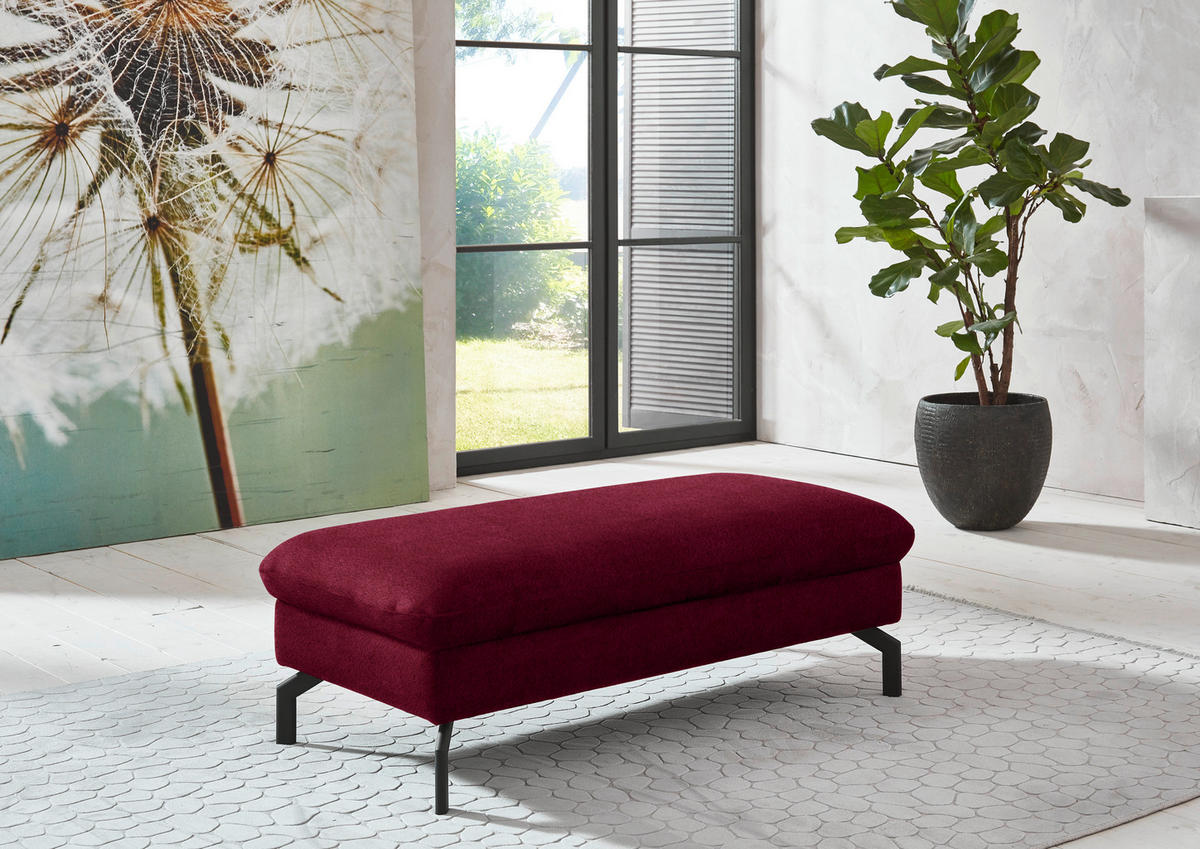 ECKSOFA in Velours Beere  - Beere/Schwarz, Design, Textil/Metall (306/179cm) - Beldomo System