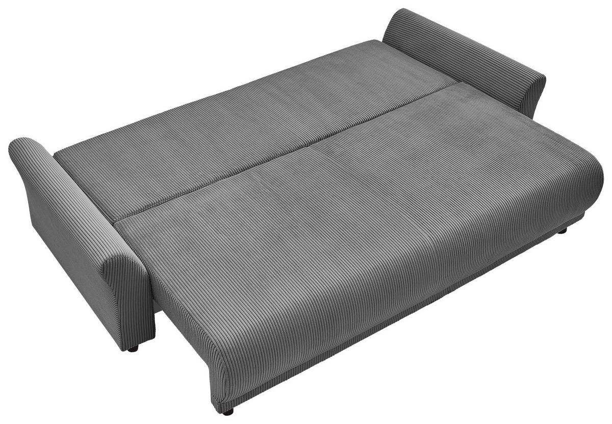 SCHLAFSOFA Cord Grau  inkl. Zierkissen, Rückenkissen, Bettkasten, Schlaffunktion, Rücken echt  - Schwarz/Grau, Design, Textil (244/88/100cm) - P & B