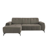 ECKSOFA in Chenille Graubraun  - Graubraun/Schwarz, Modern, Textil/Metall (180/258cm) - Livetastic