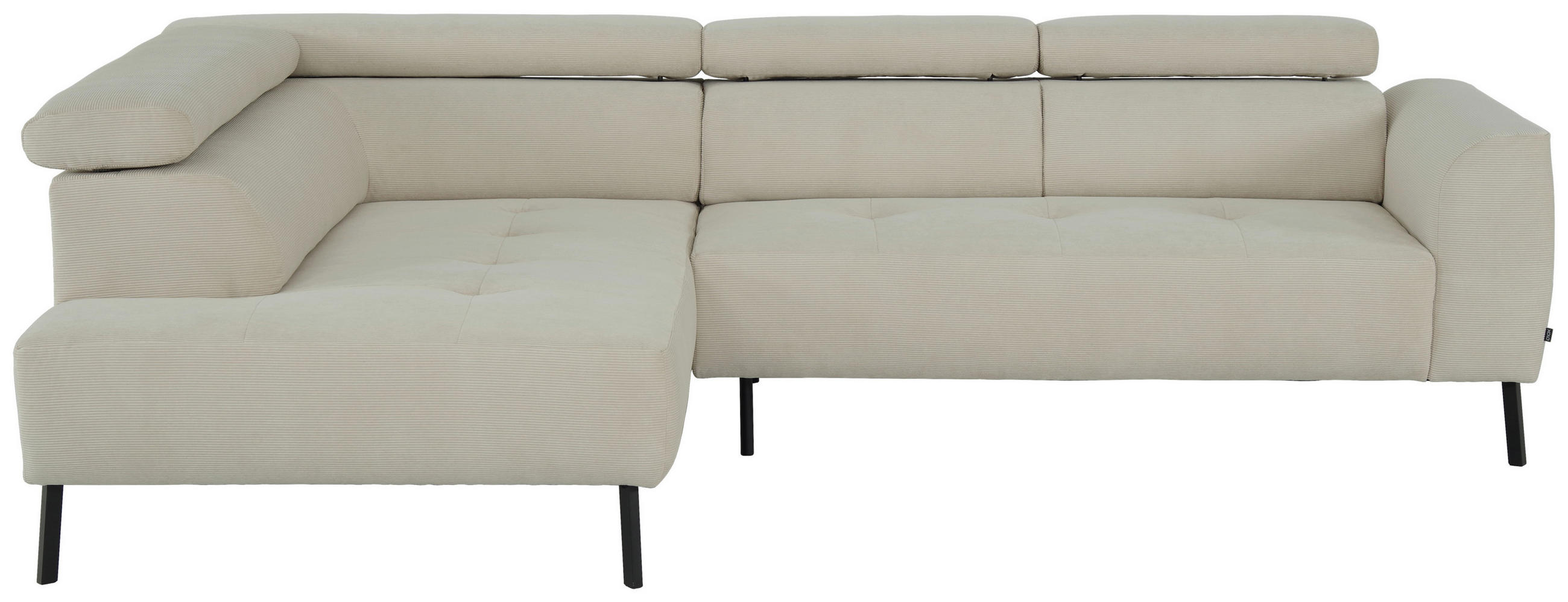 ECKSOFA in Feincord Beige  - Beige/Schwarz, Design, Textil/Metall (205/280cm) - MID.YOU