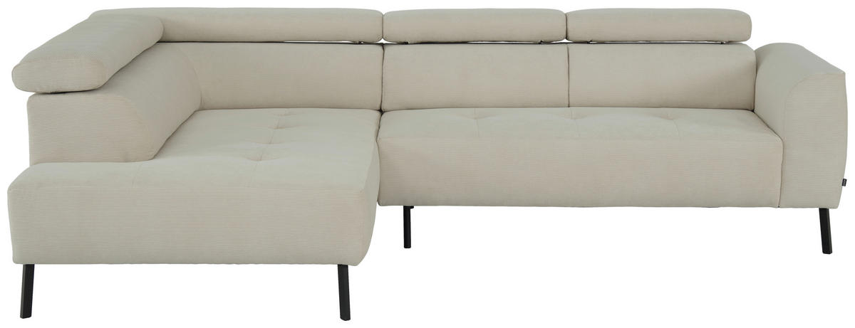 ECKSOFA in Feincord Beige  205/280 cm  - Beige/Schwarz, Design, Textil/Metall (205/280cm) - Xora