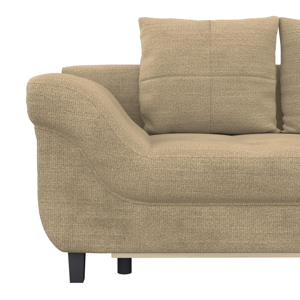 ECKSOFA Chenille, Struktur Beige  - Beige/Schwarz, Konventionell, Textil (309/197cm) - MID.YOU