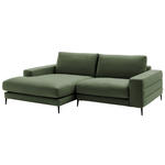 ECKSOFA in Velours Grün  177/253 cm  - Schwarz/Grün, Design, Textil/Metall (177/253cm) - Dieter Knoll