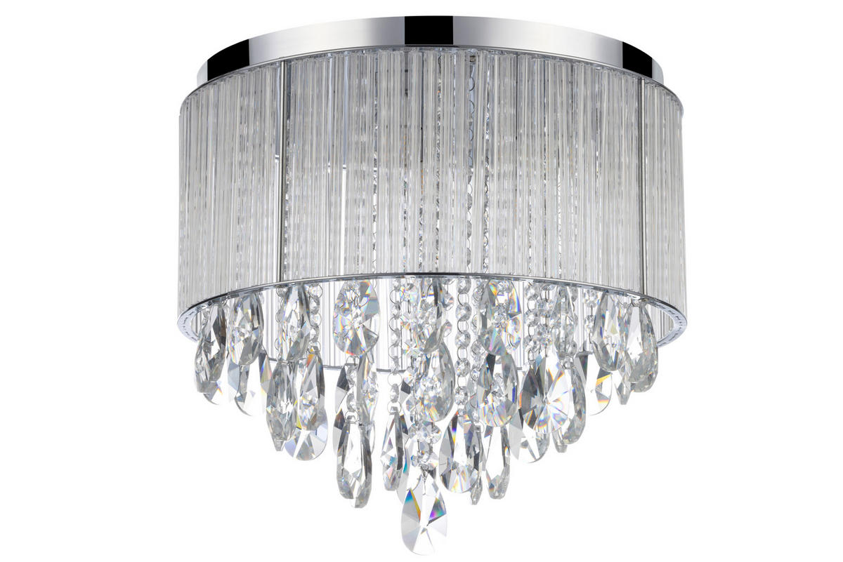 STROPNÉ SVIETIDLO, 39/45 cm  - číra, Konventionell, kov/sklo (39/45cm) - Glandor