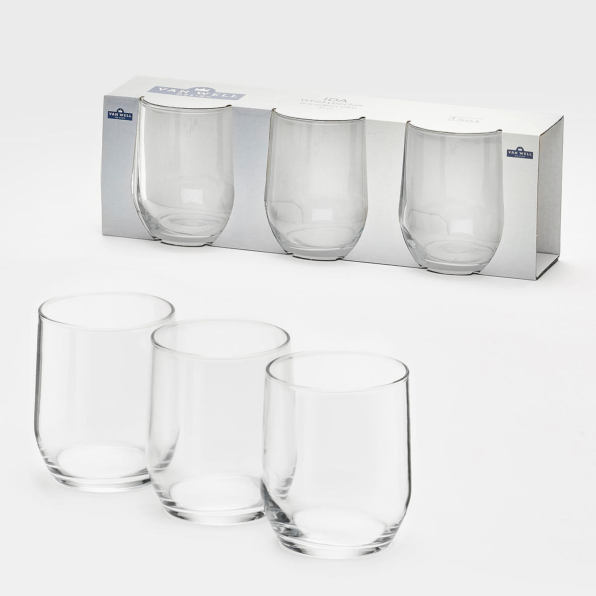 Set čaša Ida 3/1  3 dela   - prozirna, Osnovno, staklo (310ml) - Van Well