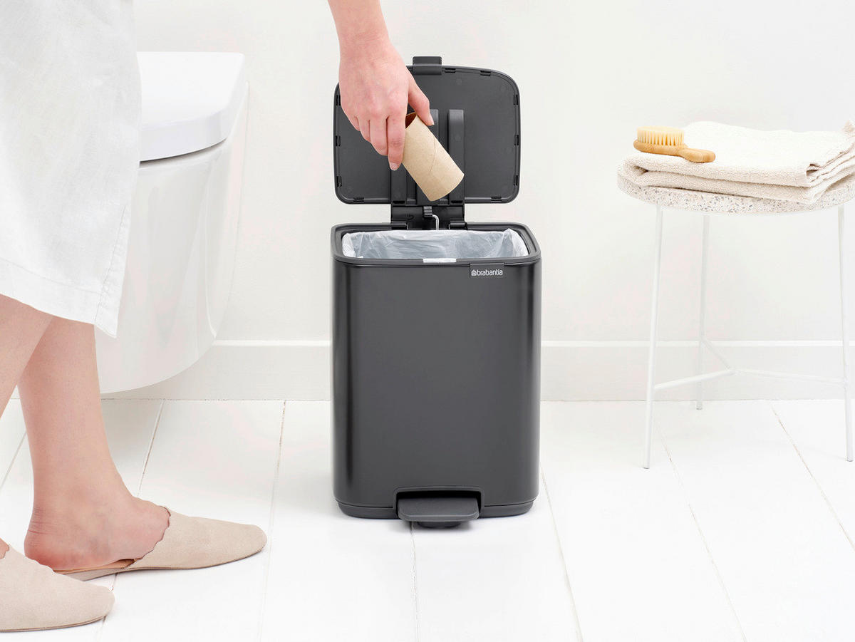 KOŠ S NOŽNOM PAPUČICOM  7 l  Bo  - crna/antracit, Basics, metal/plastika (24,2/31/24,2cm) - Brabantia