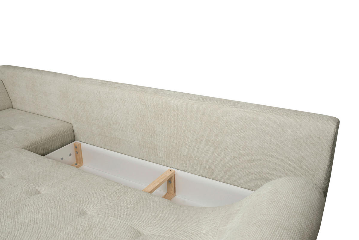 ECKSOFA Hellgrau Struktur  - Hellgrau/Schwarz, KONVENTIONELL, Textil/Metall (194/274cm) - Carryhome