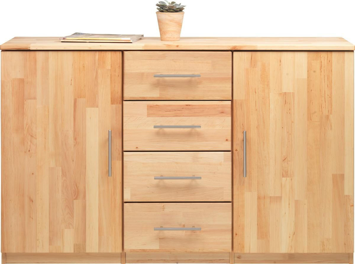 KOMMODE 142/90/41 cm  in Erlefarben  - Chromfarben/Erlefarben, Natur, Holz/Metall (142/90/41cm) - Linea Natura
