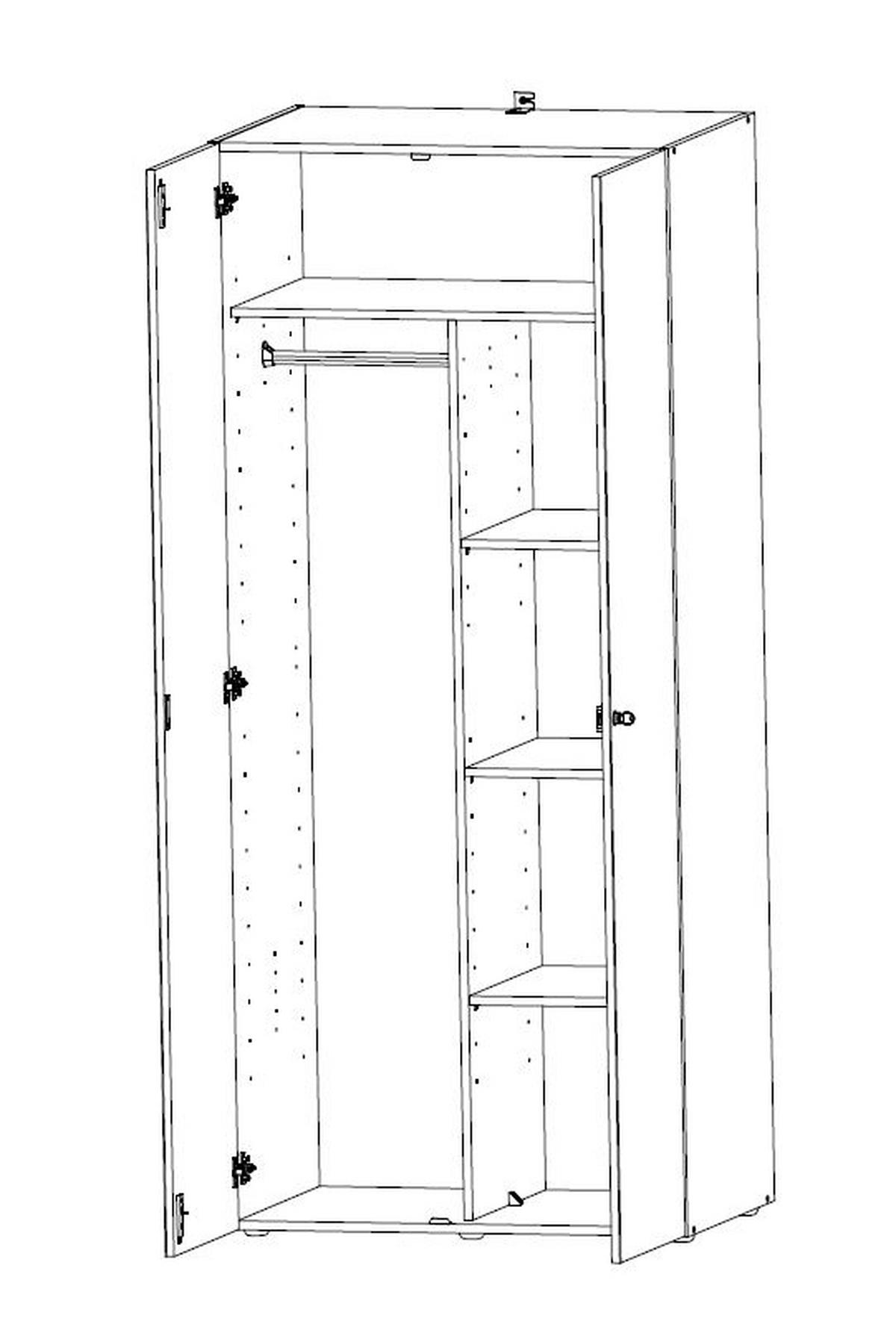 VEČNAMENSKA OMARA, bela - bela/barve aluminija, Konvencionalno, umetna masa/leseni material (80/185/54cm) - Xora