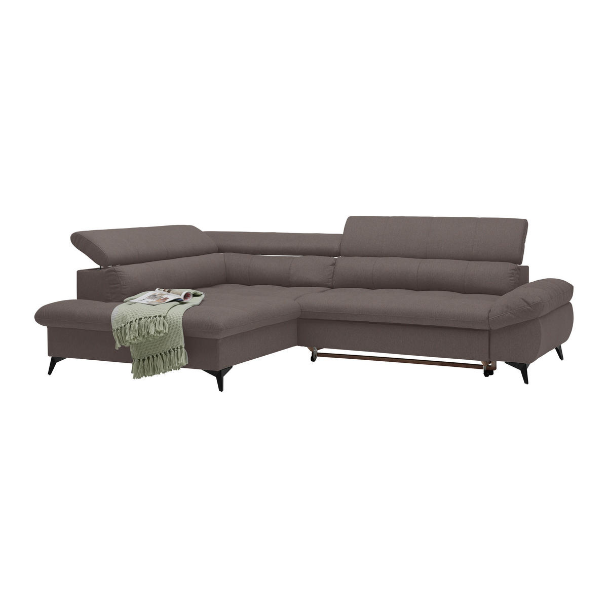 ECKSOFA in Chenille Graphitfarben  - Schwarz/Graphitfarben, Modern, Textil/Metall (201/296cm) - Livetastic