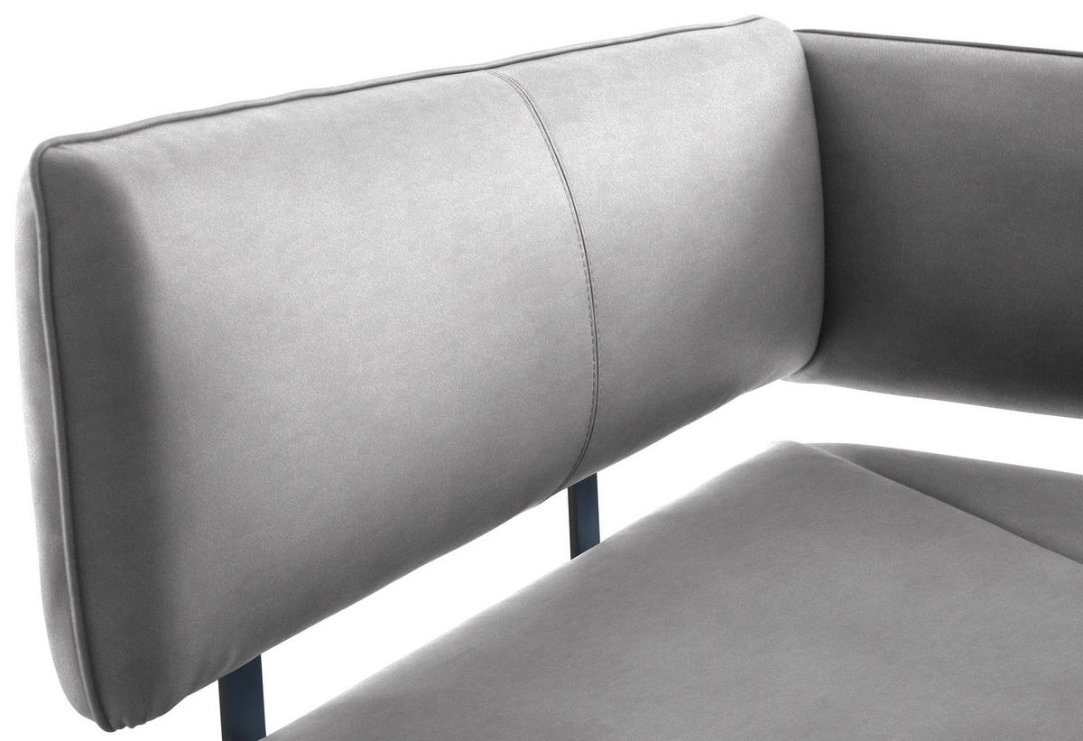 ECKBANK in Metall, Textil Schwarz, Hellgrau  - Hellgrau/Schwarz, Modern, Textil/Metall (150/190cm) - Cantus