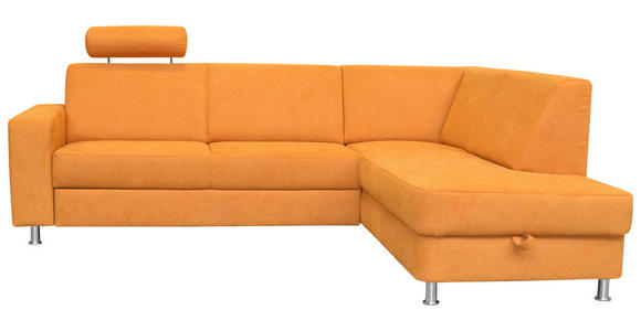 ECKSOFA Gelb Chenille  - Chromfarben/Gelb, Design, Kunststoff/Textil (248/198cm) - Xora