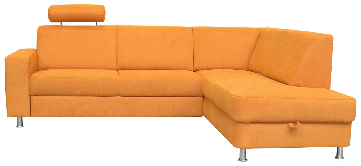 ECKSOFA in Chenille Gelb  248/198 cm  - Chromfarben/Gelb, Design, Kunststoff/Textil (248/198cm) - Xora