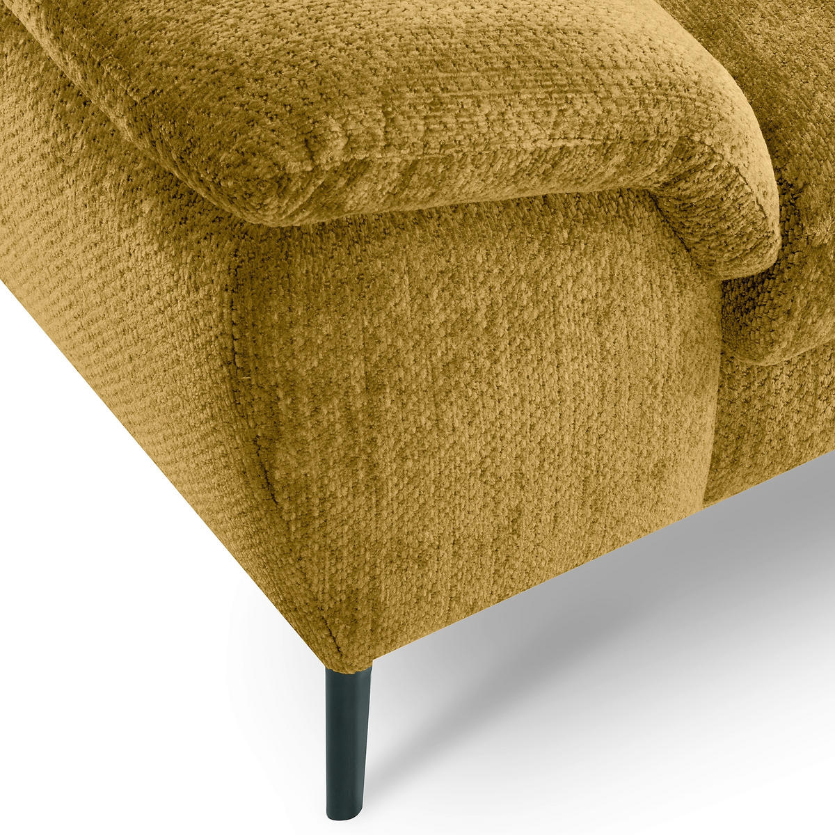 ECKSOFA  Webstoff Senfgelb  - Senfgelb/Schwarz, Design, Textil/Metall (268/195cm) - Livetastic