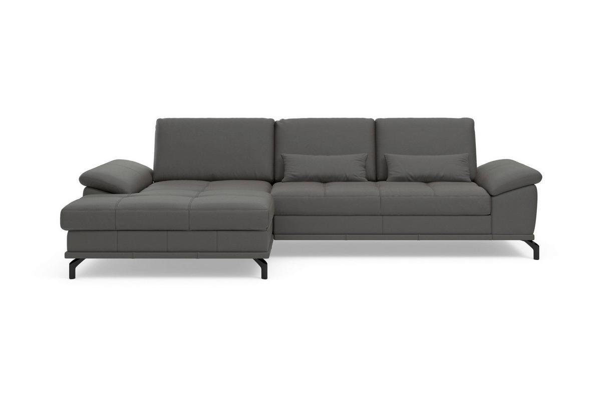 ROHOVÁ SEDAČKA, koža, mokka - čierna/mokka, Basics, kov/koža (176/301cm) - Sit & More