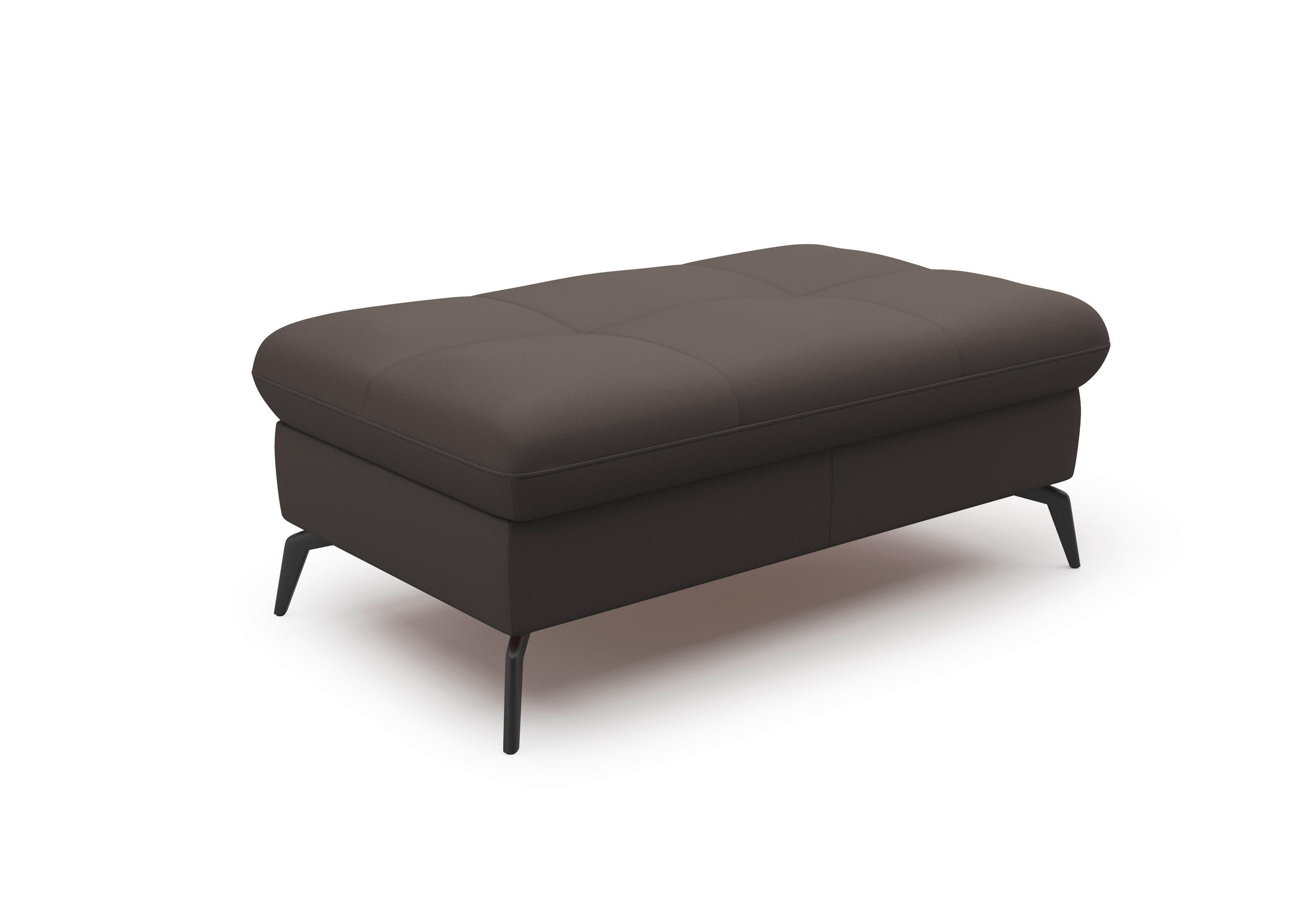 HOCKER in Leder Mokka  - Schwarz/Mokka, KONVENTIONELL, Leder/Metall (102/47/69cm) - Sit & More