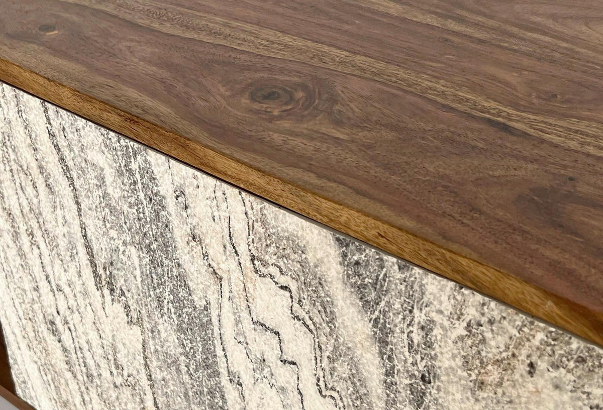 LOWBOARD  in 150/56/35 cm  - Sheeshamfarben/Schwarz, Natur, Holz/Metall (150/56/35cm) - Livetastic