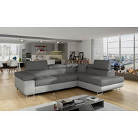 ECKSOFA Grau, Hellgrau Textilgeflecht  - Chromfarben/Hellgrau, Design, Textil/Metall (272/203cm) - MID.YOU