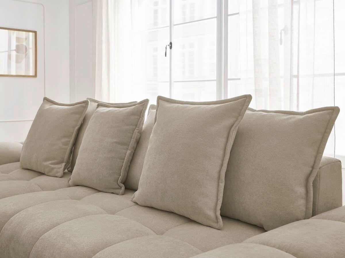 ECKSCHLAFSOFA EVEREST  mit Rücken echt, Armteil links, Armteil rechts Struktur Taupe  - Taupe/Schwarz, MODERN, Kunststoff/Textil (180/318cm) - Livetastic