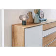 SIDEBOARD Weiß, Eichefarben  183/91/43 cm  - Eichefarben/Silberfarben, Design, Glas/Holz (183/91/43cm) - Waldwelt