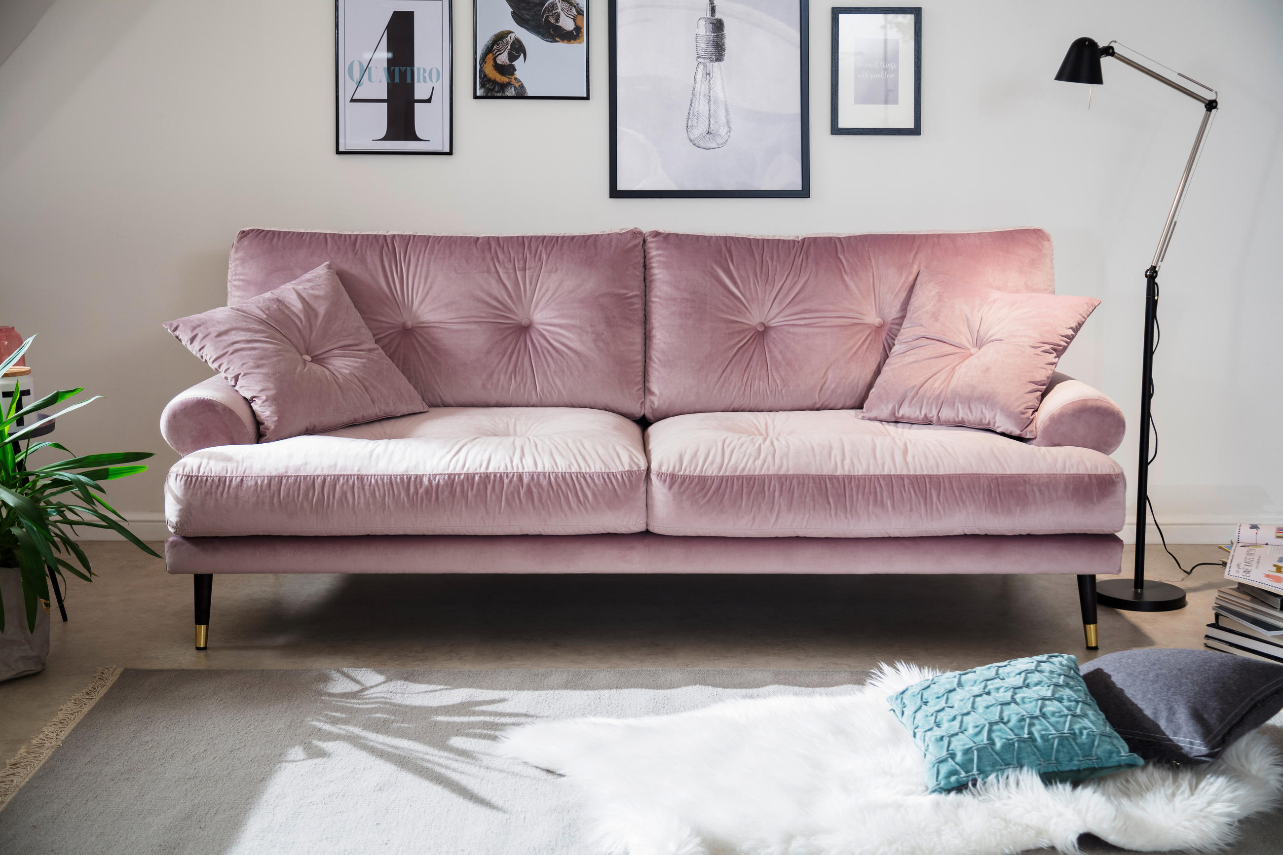 3-SITZER-SOFA TOKIO-3S SOFA in Samt Flieder  - Flieder, MODERN, Textil (220/89/100cm) - MID.YOU